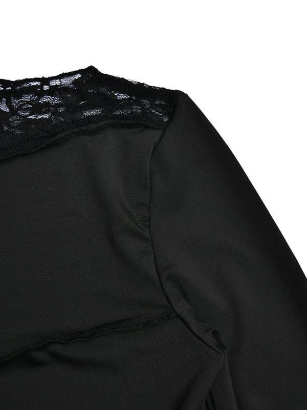 Doris Women's Lace Patchwork Long Sleeve Top