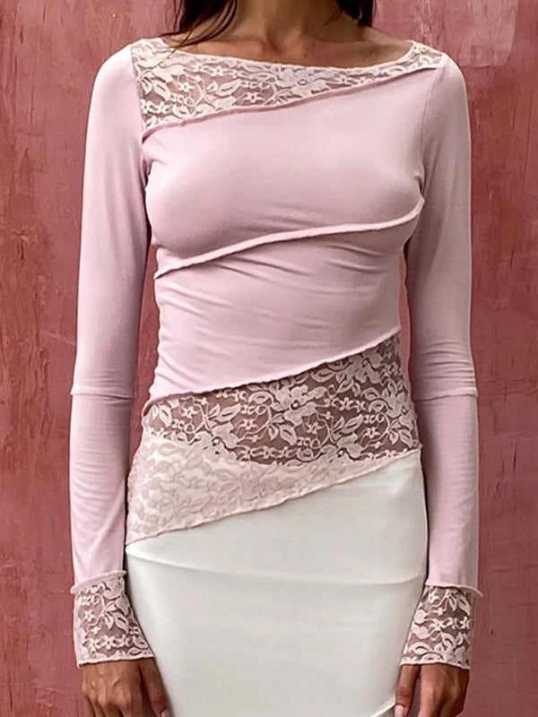Doris Women's Lace Patchwork Long Sleeve Top