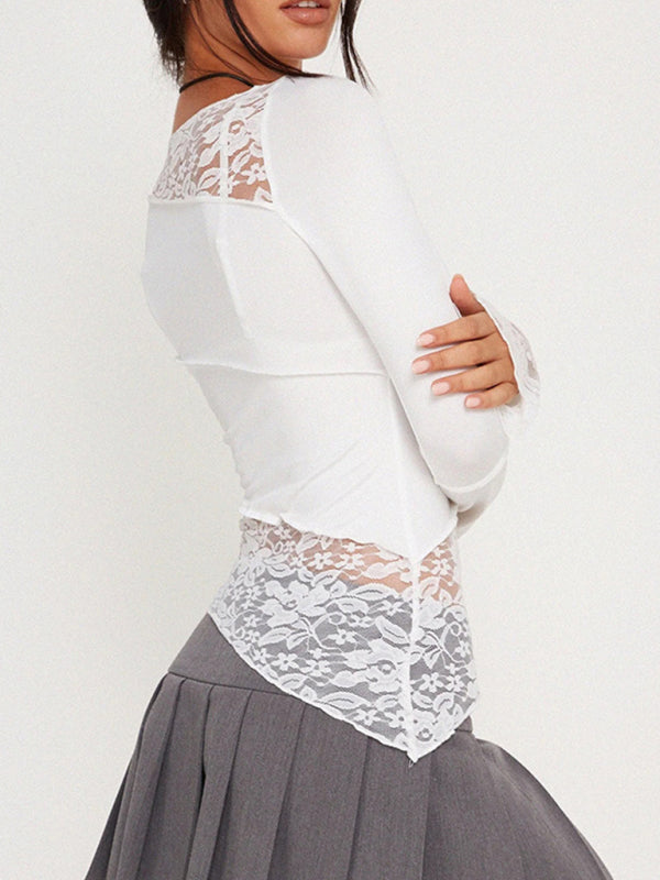 Doris Women's Lace Patchwork Long Sleeve Top