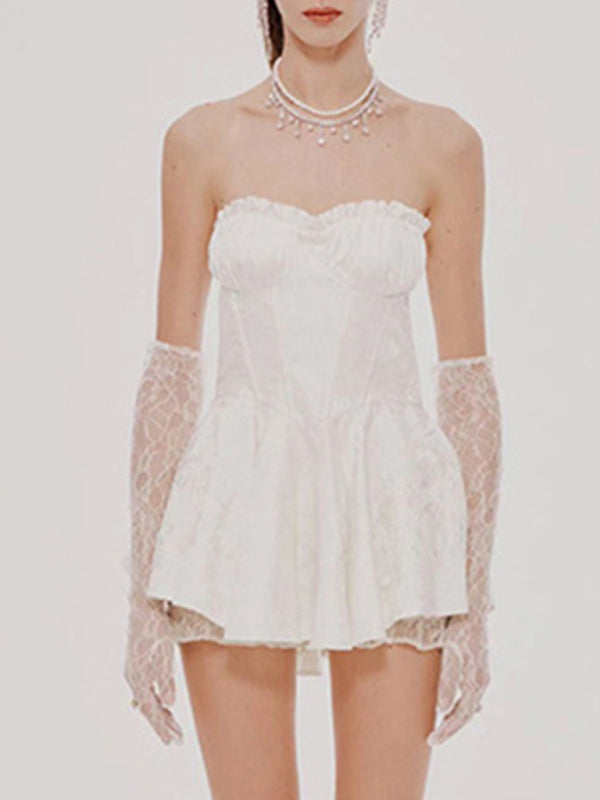 Lucia Women's New Elegant And Sweet Short Tube Top Dress (Gloves Not Included)
