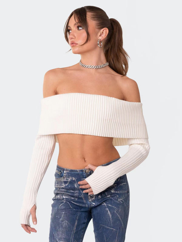Daleyza New Comfortable and Sexy Woolen Chest-wrapped Long-sleeved Sweater Top