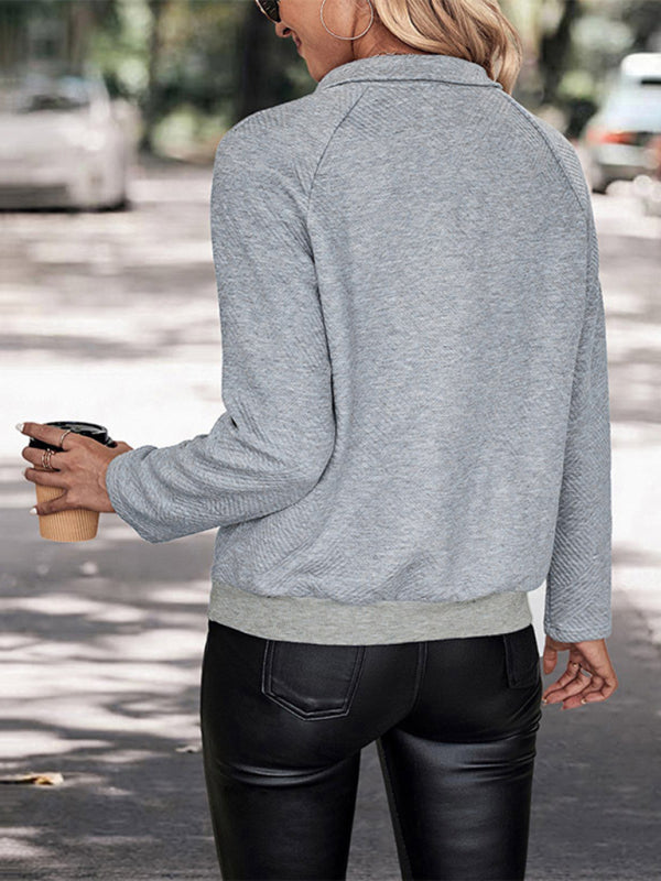 Leanna New Women's Long Sleeve Lettered Button Lapel Sweatshirt