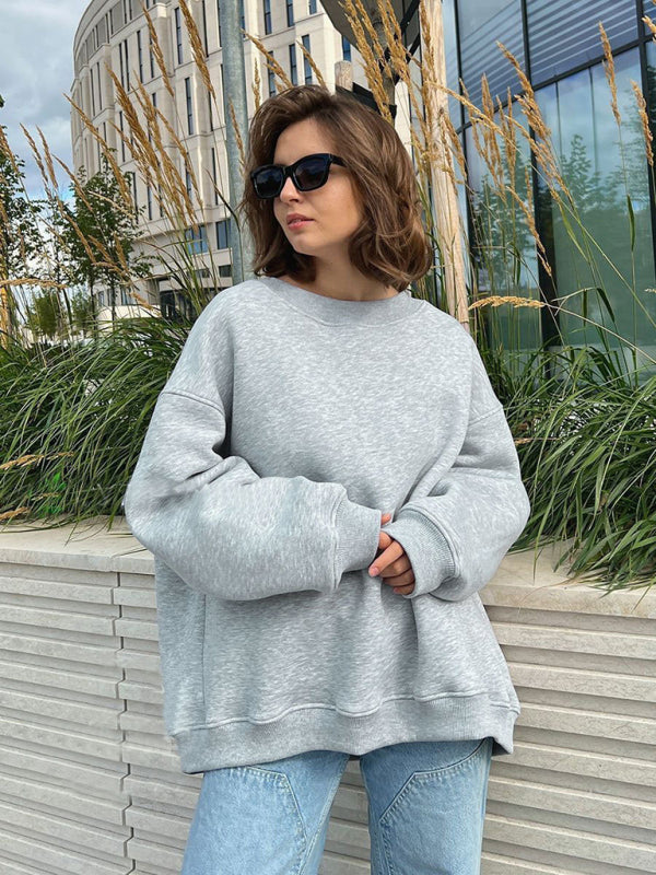 Jolene Feminine Round Neck Polar Fleece Loose Sweatshirt