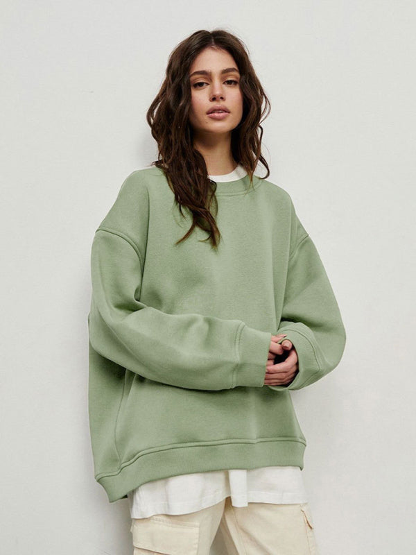 Jolene Feminine Round Neck Polar Fleece Loose Sweatshirt