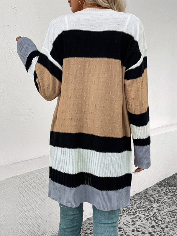 Georgia New Long Sleeve Contrast Color Cardigan Sweater