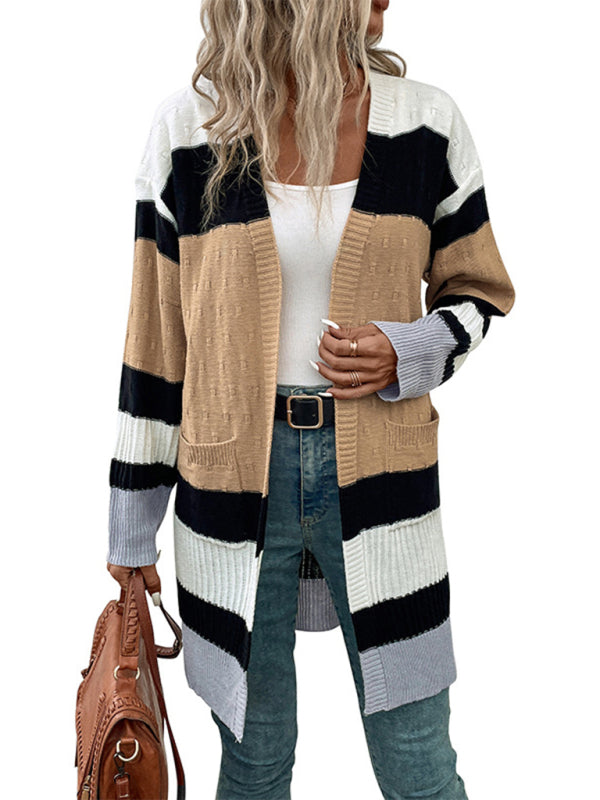 Georgia New Long Sleeve Contrast Color Cardigan Sweater