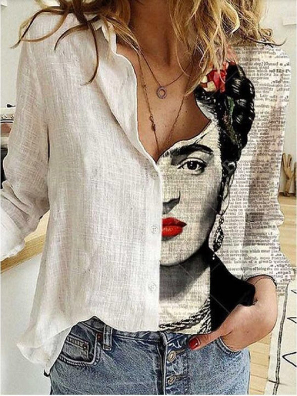 New Printed Animal And Plant Character Long-Sleeved Shirt