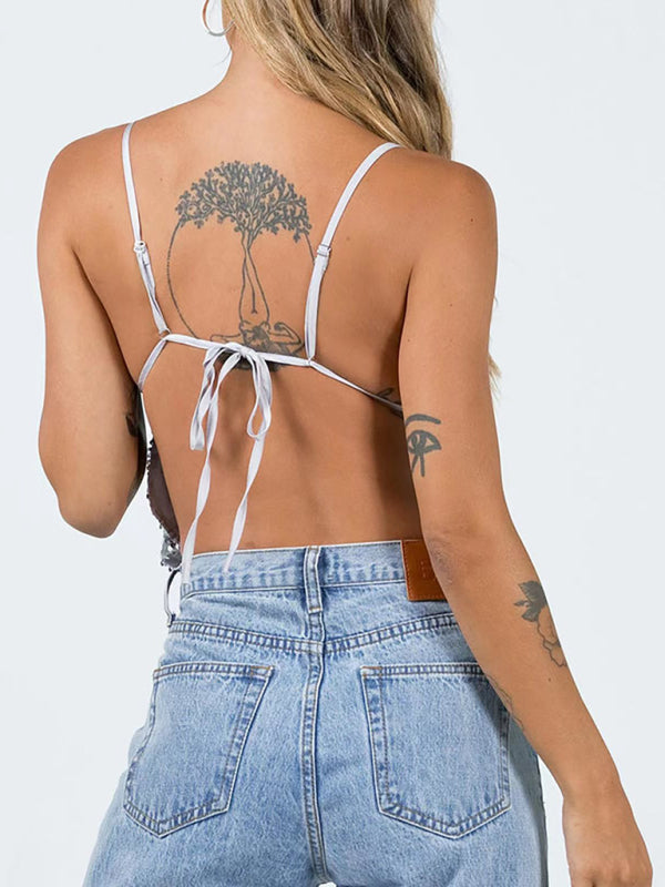 Meliora Women's Design Sequined Backless Camisole