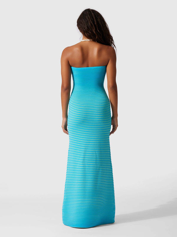 Andrea Tube Top Long Knitted Striped Sexy Slim Fit Hip-Hugging Dress
