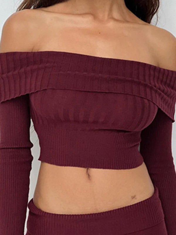 Annabella Sexy Hot Girl's One-Piece Collared Long-Sleeved Sweater