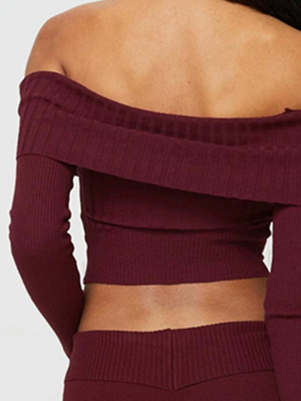 Annabella Sexy Hot Girl's One-Piece Collared Long-Sleeved Sweater
