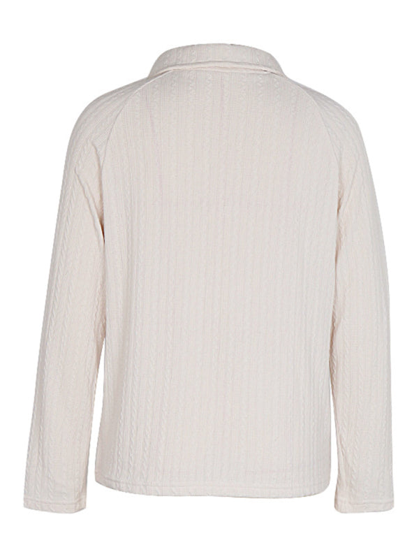 Damaris Women's New Lapel Solid Color Long Sleeve Sweater