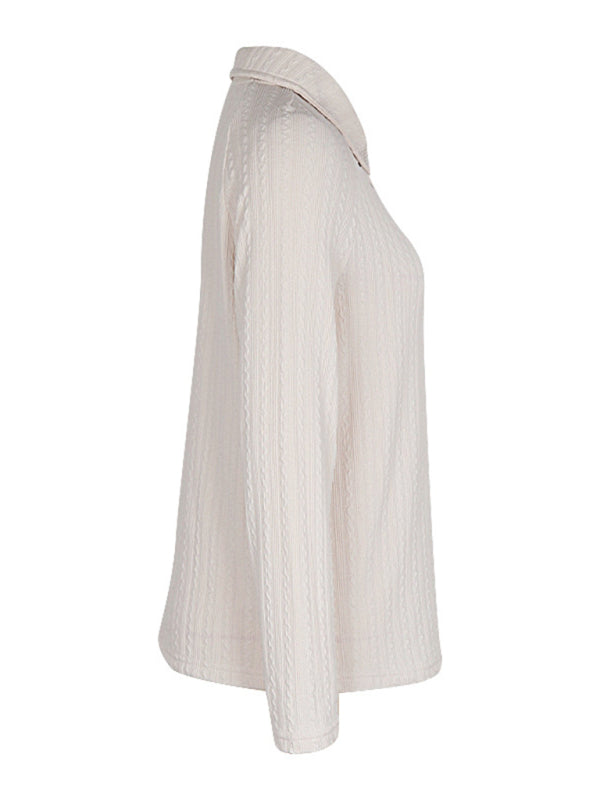 Damaris Women's New Lapel Solid Color Long Sleeve Sweater