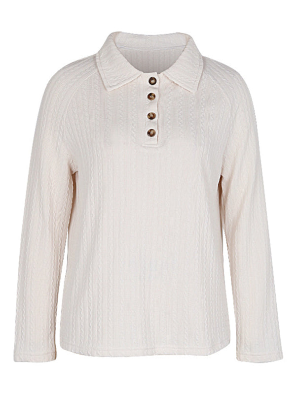 Damaris Women's New Lapel Solid Color Long Sleeve Sweater