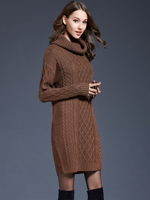 Anaya Women's Turtleneck Long Sleeve Loose Sweater Dress