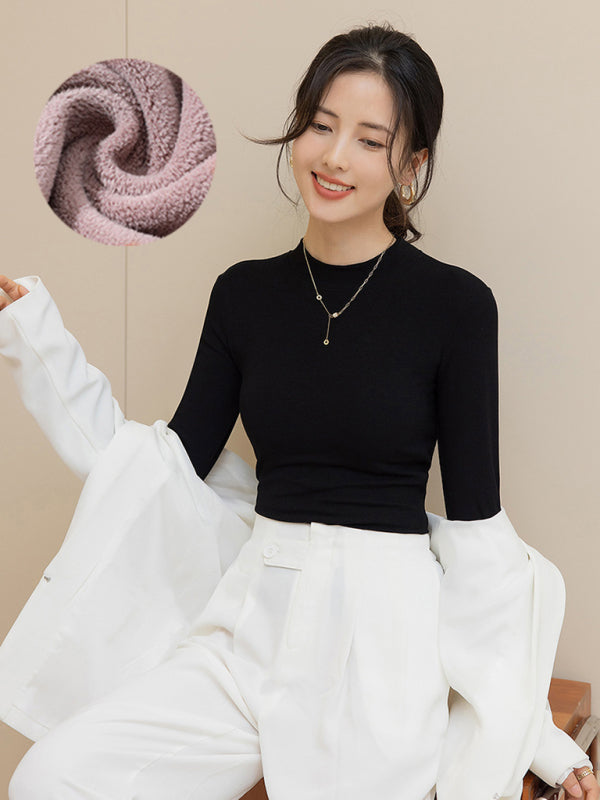 Arabella Women's Turtleneck Plus Fleece Warm Knitted Top