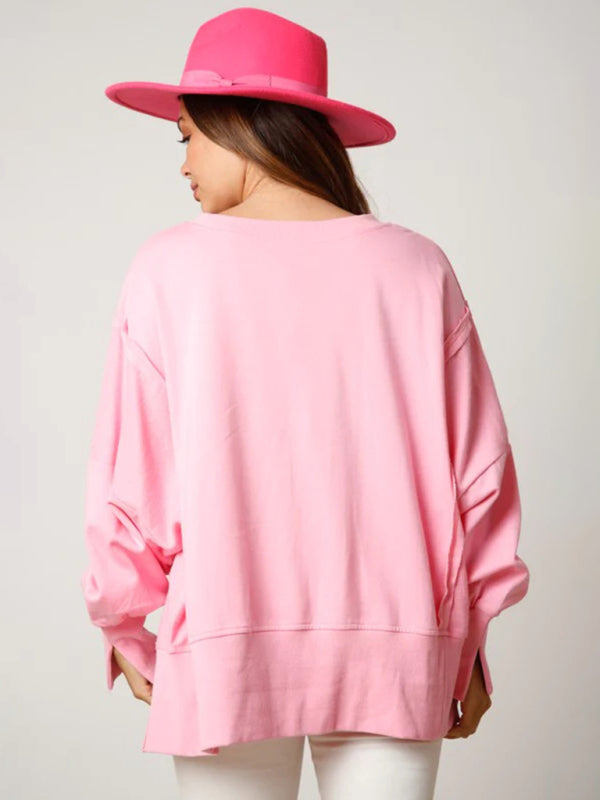 Melisa Women's Sweet Sequined Thickened Versatile Top Long-Sleeved Christmas Sweatshirt
