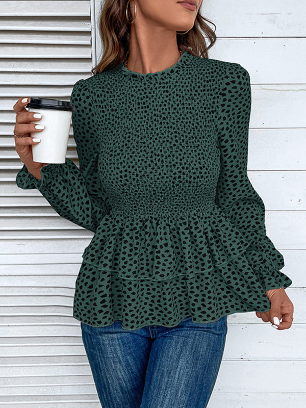 Arina New Women's Mid-Collar Printed Long-Sleeved Shirt