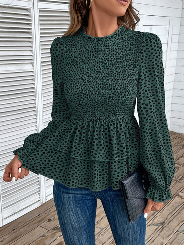 Arina New Women's Mid-Collar Printed Long-Sleeved Shirt