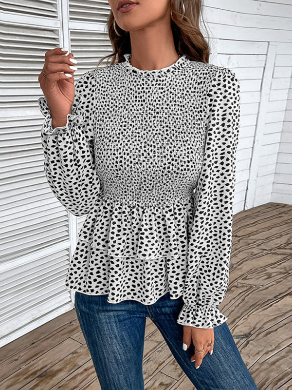 Arina New Women's Mid-Collar Printed Long-Sleeved Shirt