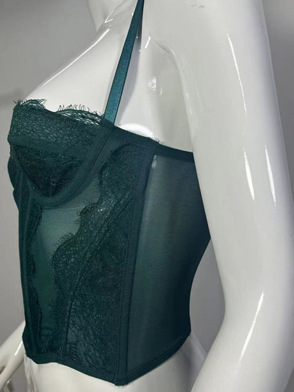 Noelle New Style Lace Embroidered Fishbone Sexy Tube Top Suspender Hollow Backless Outer Bra