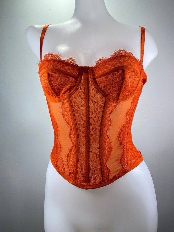 Noelle New Style Lace Embroidered Fishbone Sexy Tube Top Suspender Hollow Backless Outer Bra