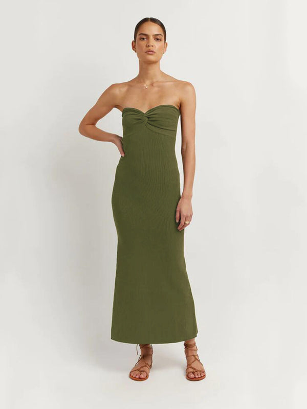 Parker New Style Knitted Cross Strapless Fashionable and Sexy Woolen Dress