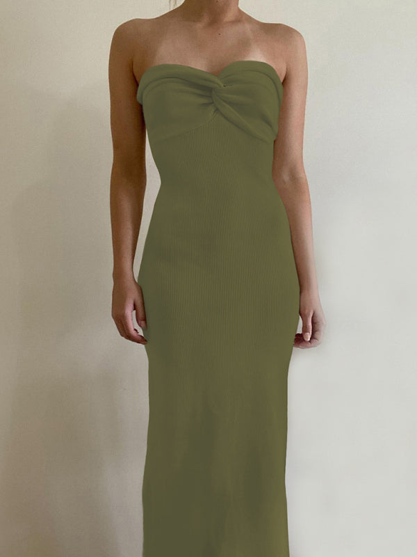 Parker New Style Knitted Cross Strapless Fashionable and Sexy Woolen Dress