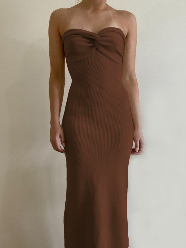 Parker New Style Knitted Cross Strapless Fashionable and Sexy Woolen Dress