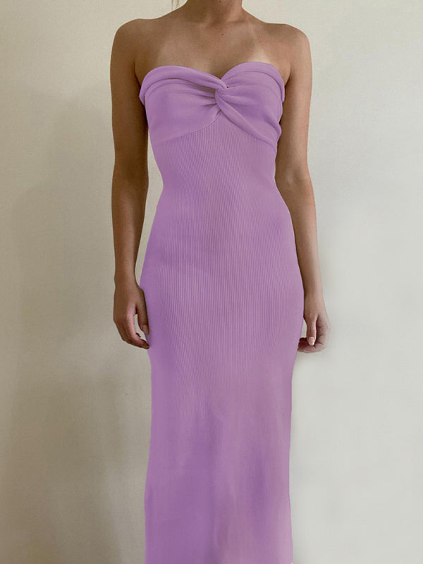 Parker New Style Knitted Cross Strapless Fashionable and Sexy Woolen Dress