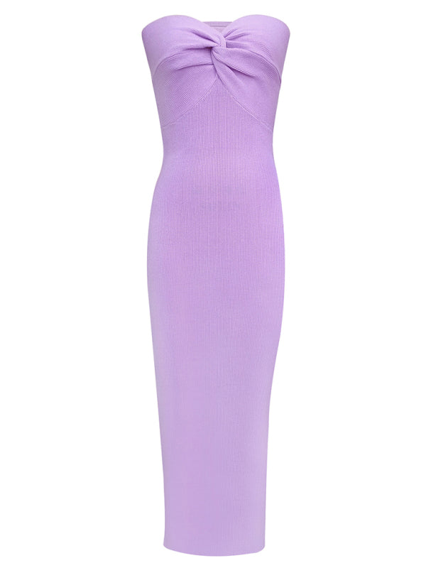 Parker New Style Knitted Cross Strapless Fashionable and Sexy Woolen Dress