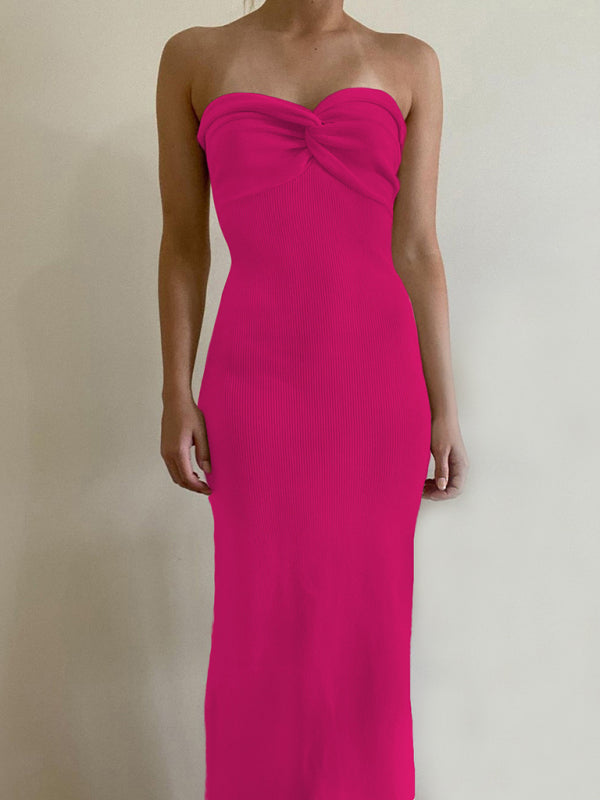Parker New Style Knitted Cross Strapless Fashionable and Sexy Woolen Dress