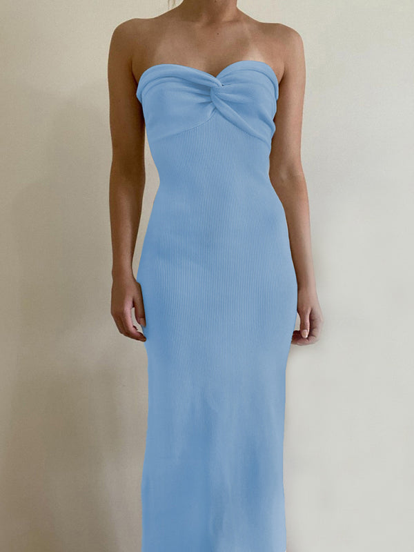 Parker New Style Knitted Cross Strapless Fashionable and Sexy Woolen Dress