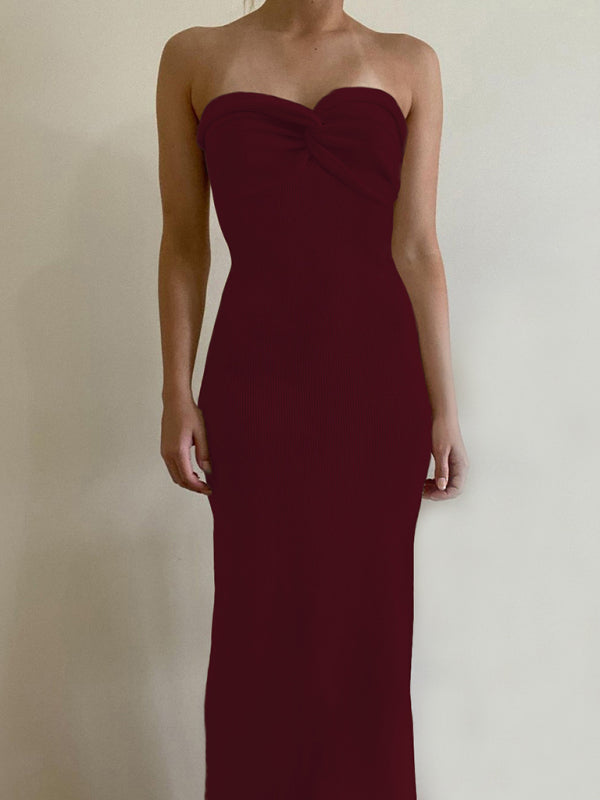 Parker New Style Knitted Cross Strapless Fashionable and Sexy Woolen Dress