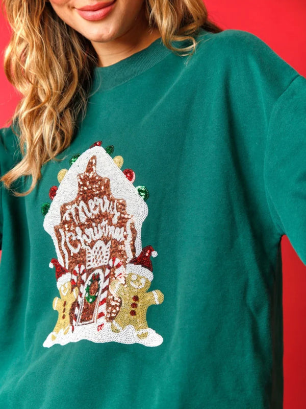 Beatrice Festive Gingerbread House Print Women’s Hoodie