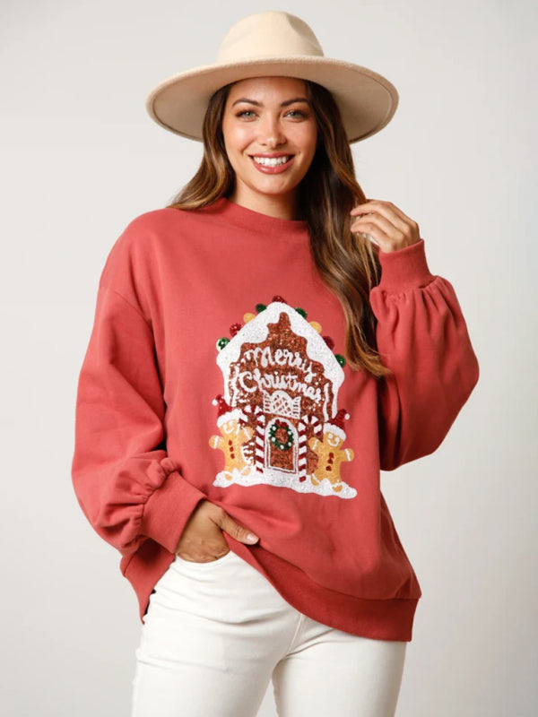 Beatrice Festive Gingerbread House Print Women’s Hoodie