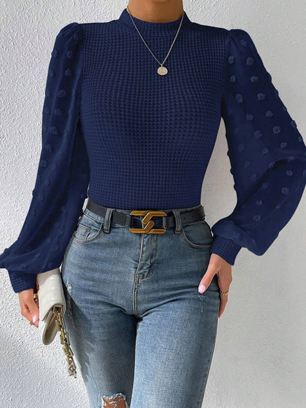 Loren Women's New Fashionable Round Neck Spliced Long Sleeve Sweater