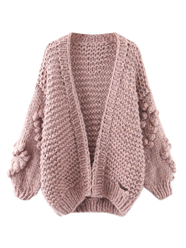 Aubree Women's Long Sleeve Thick Knitted Twist Loose Cardigan