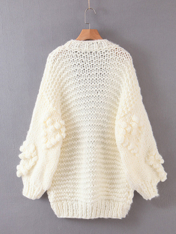 Aubree Women's Long Sleeve Thick Knitted Twist Loose Cardigan