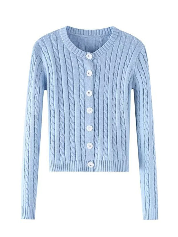 Irene Women's Retro Twist Single-Breasted Knitted Cardigan