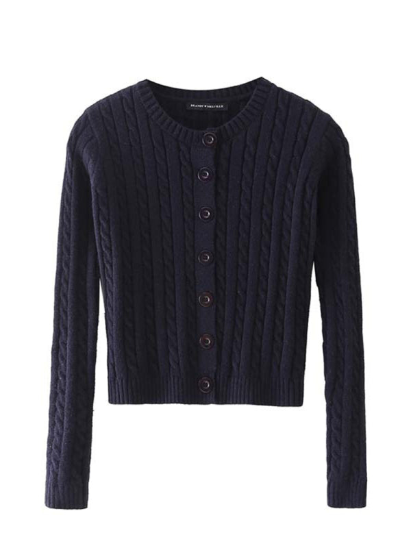 Irene Women's Retro Twist Single-Breasted Knitted Cardigan