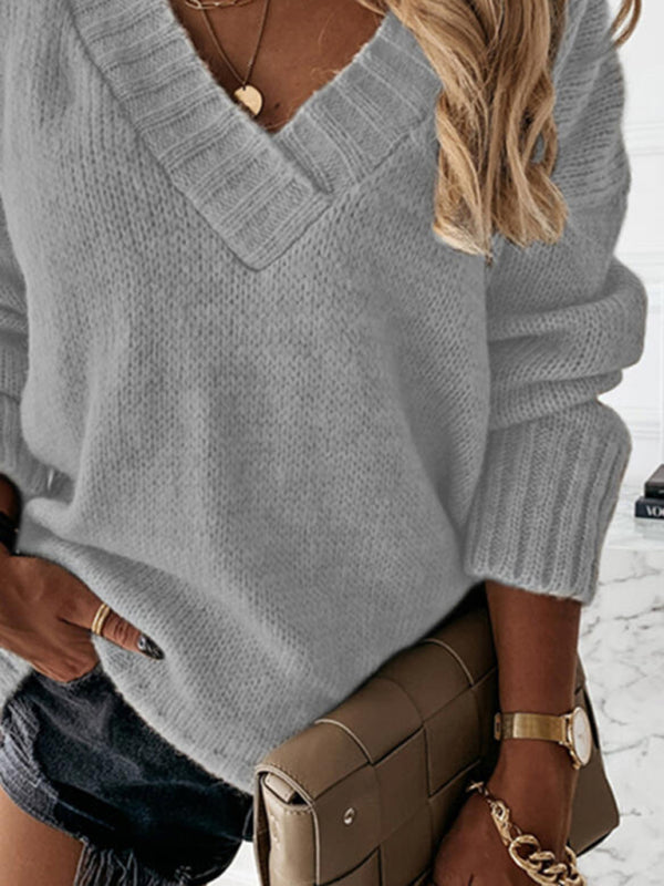 Charli Women's V-neck Long-sleeved Pullover Sweater Top