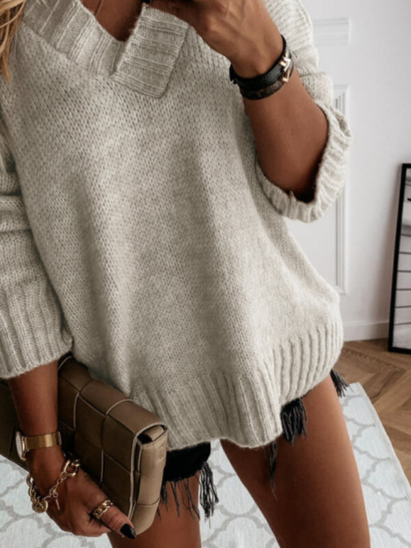 Charli Women's V-neck Long-sleeved Pullover Sweater Top
