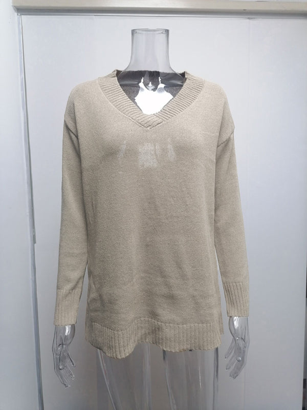 Charli Women's V-neck Long-sleeved Pullover Sweater Top