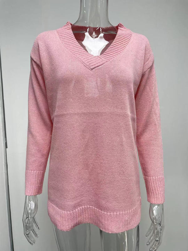 Charli Women's V-neck Long-sleeved Pullover Sweater Top