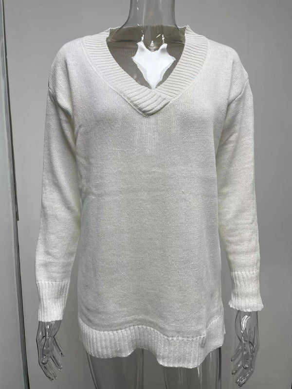 Charli Women's V-neck Long-sleeved Pullover Sweater Top