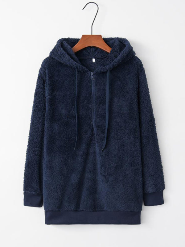 Ayla Women's Hooded Drawstring Pocket Sweatshirt Fleece Jacket