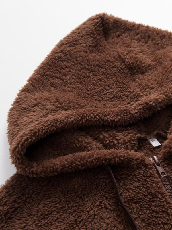 Ayla Women's Hooded Drawstring Pocket Sweatshirt Fleece Jacket