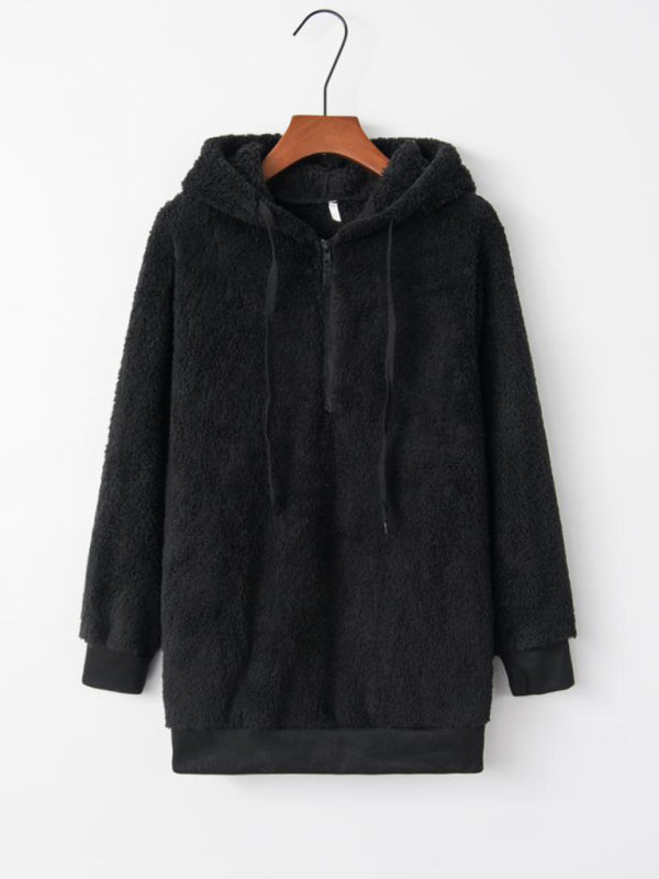 Ayla Women's Hooded Drawstring Pocket Sweatshirt Fleece Jacket