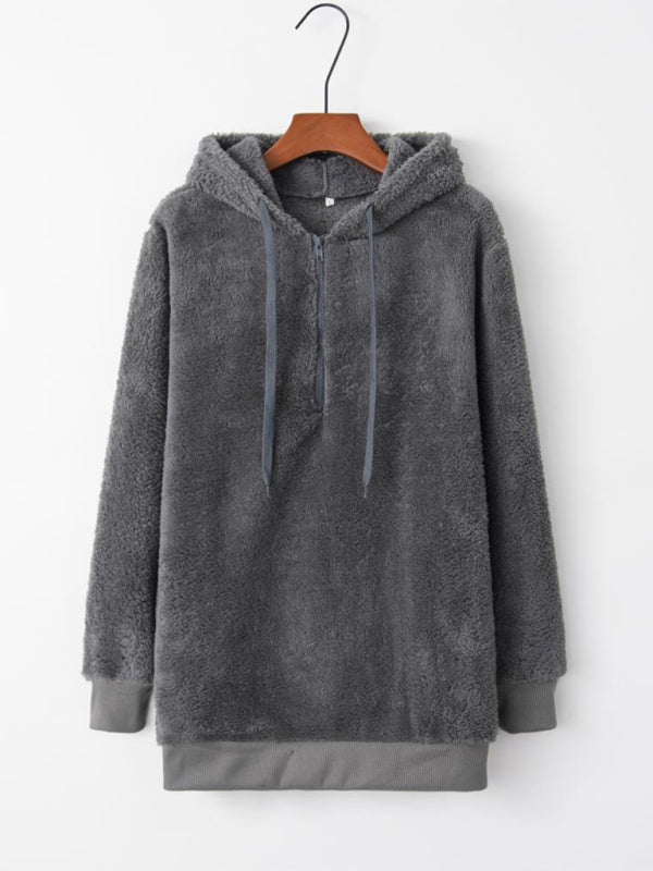 Ayla Women's Hooded Drawstring Pocket Sweatshirt Fleece Jacket